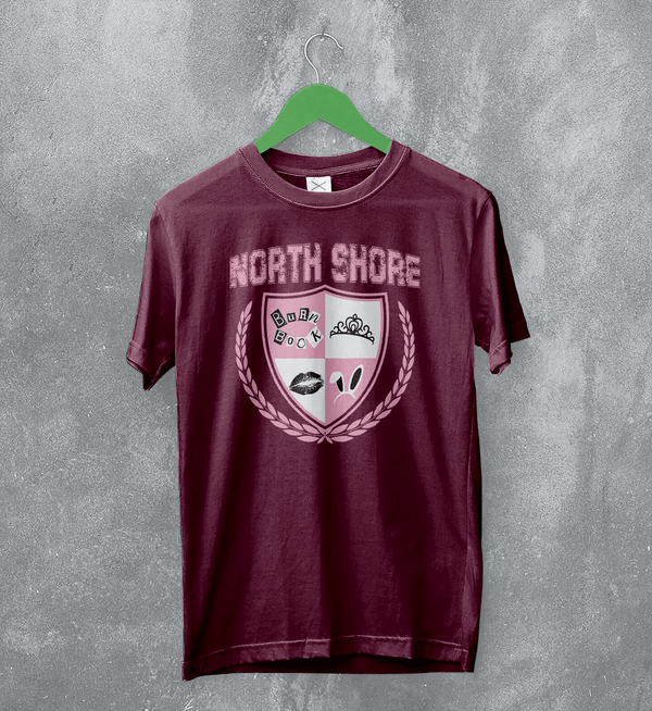 Mean Girls North Shore T-Shirt High School Mean Girls Shirt Romcom Movie Tee - Red Maroon - WorldWideShirt