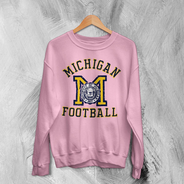 MICHIGAN University Sweatshirt Football Logo Shirt Michigan Football Merch - Light Pink - WorldWideShirt