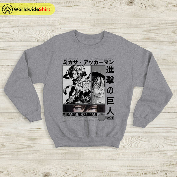 Mikasa Ackerman AOT Sweatshirt Attack On Titan Shirt Shingeki no Kyojin Shirt - WorldWideShirt