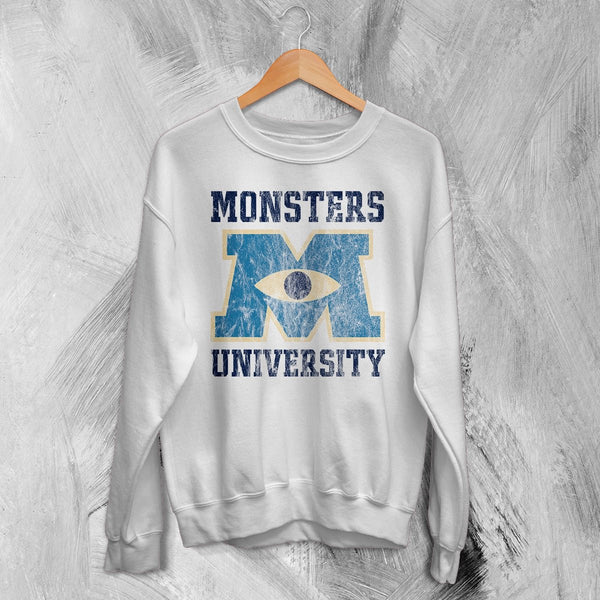 Monsters University Logo Sweatshirt Monsters Inc Shirt Monsters University - White - WorldWideShirt
