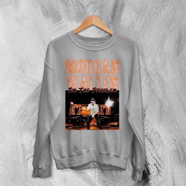 Morgan Wallen Sweatshirt Morgan Wallen I'm the Problem Shirt USA Concert Crewneck - Sport Grey - WorldWideShirt