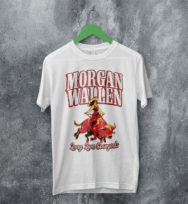 Morgan Wallen T-Shirt Morgan Wallen Long Live Cowgirls Shirt Western Concert Tee - White - WorldWideShirt