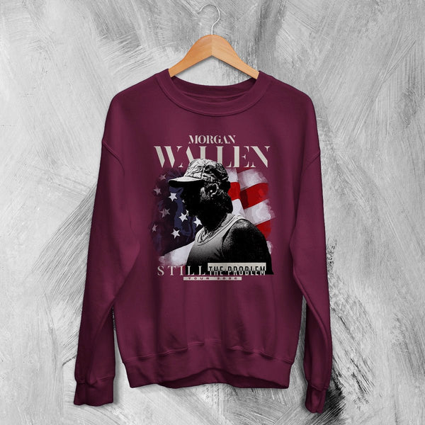 Morgan Wallen Tour Sweatshirt Still the Problem Morgan Wallen Shirt Concert Crewneck - Red Maroon - WorldWideShirt