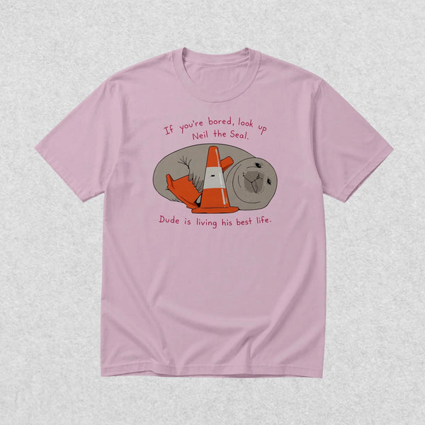 Neil Seal Best Life T-Shirt Neil The Seal Shirt Seal Viral Animal Lover Tee - Light Pink - WorldWideShirt
