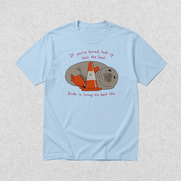 Neil Seal Best Life T-Shirt Neil The Seal Shirt Seal Viral Animal Lover Tee - Blue - WorldWideShirt