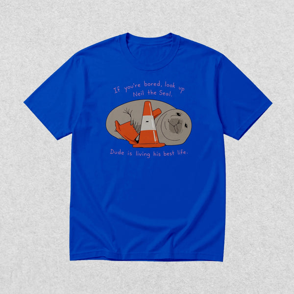 Neil Seal Best Life T-Shirt Neil The Seal Shirt Seal Viral Animal Lover Tee - Royal Blue - WorldWideShirt