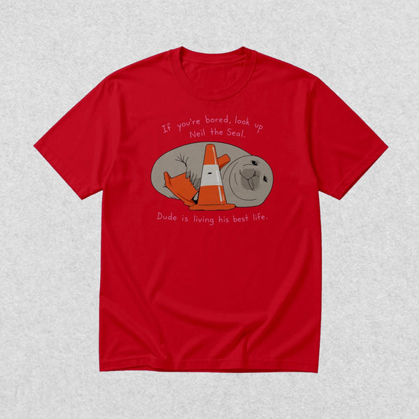 Neil Seal Best Life T-Shirt Neil The Seal Shirt Seal Viral Animal Lover Tee - Red - WorldWideShirt