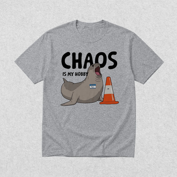 Neil The Seal T-Shirt Chaos is My Hobby Shirt Neil The Seal Viral Animal Tee - Sport Grey - WorldWideShirt