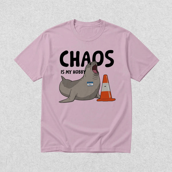 Neil The Seal T-Shirt Chaos is My Hobby Shirt Neil The Seal Viral Animal Tee - Light Pink - WorldWideShirt