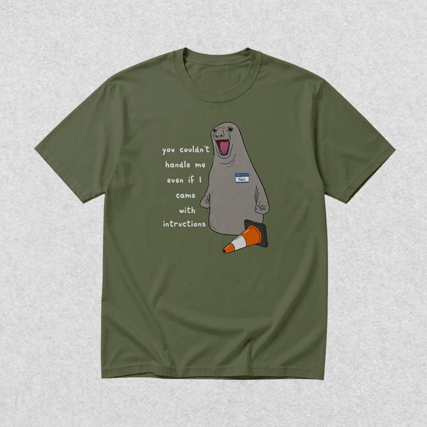Neil The Seal T-Shirt Dont Control Me Shirt Neil The Seal Viral Animal Lover Tee - Millitary - WorldWideShirt
