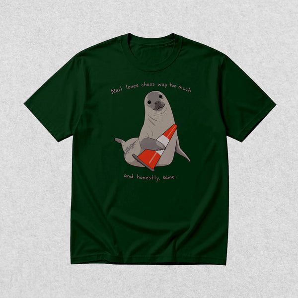 Neil The Seal T-Shirt Neil Loves Chaos Way Shirt Neil The Seal Viral Animal Tee - Forest - WorldWideShirt