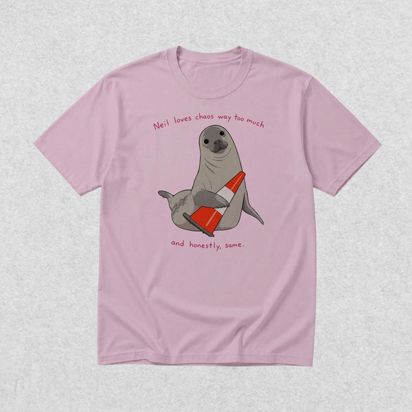 Neil The Seal T-Shirt Neil Loves Chaos Way Shirt Neil The Seal Viral Animal Tee - Light Pink - WorldWideShirt
