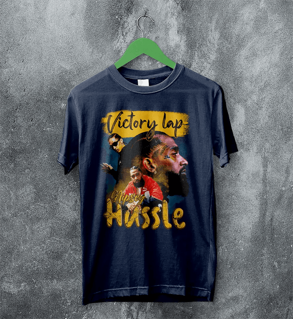 Nipsey Hussel Bootleg T-Shirt Victory Lap Rap Shirt Nipsey Hussel Merch - Navy Blue - WorldWideShirt