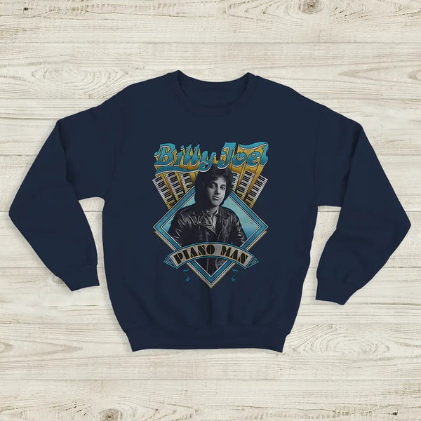 Piano Man Sweatshirt Billy Joel Shirt Pop Music Rock and Roll to Me Merch - Navy Blue - WorldWideShirt