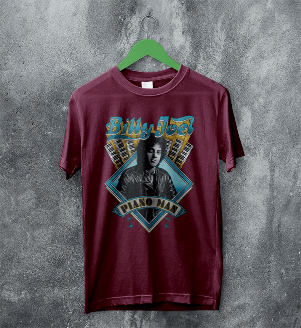 Piano Man T-Shirt Billy Joel Shirt Pop Music Rock and Roll to Me Merch - Red Maroon - WorldWideShirt