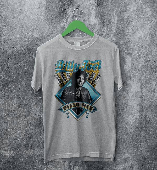 Piano Man T-Shirt Billy Joel Shirt Pop Music Rock and Roll to Me Merch - Sport Grey - WorldWideShirt