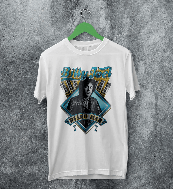 Piano Man T-Shirt Billy Joel Shirt Pop Music Rock and Roll to Me Merch - White - WorldWideShirt