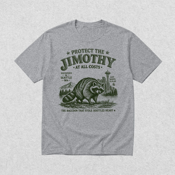 Protect The Jimothy T-Shirt Seattle Raccoon Lover Shirt Jimothy At All Costs Tee - Sport Grey - WorldWideShirt