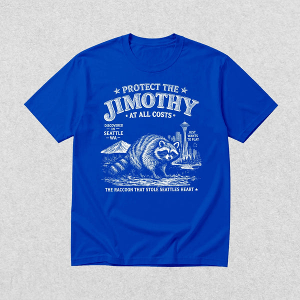Protect The Jimothy T-Shirt Seattle Raccoon Lover Shirt Jimothy At All Costs Tee - Royal Blue - WorldWideShirt