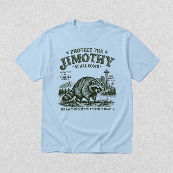 Protect The Jimothy T-Shirt Seattle Raccoon Lover Shirt Jimothy At All Costs Tee - Light Blue - WorldWideShirt