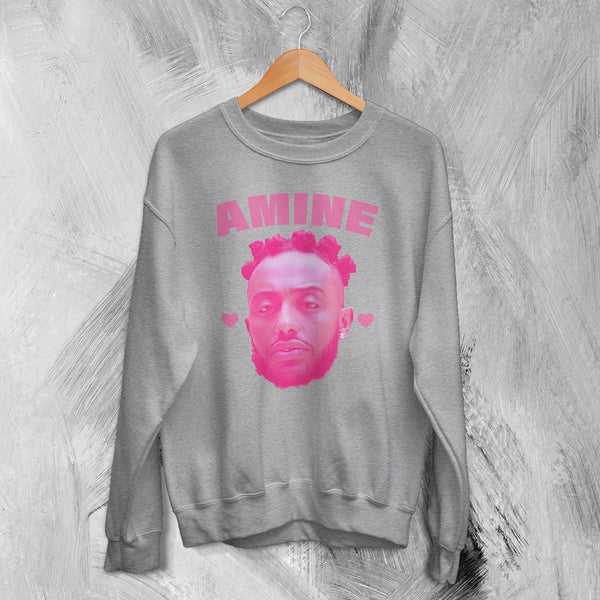 Retro Amine Sweatshirt Rapper Amine Shirt Vintage Aminé Hiphop Rap Music Crewneck - Sport Grey - WorldWideShirt