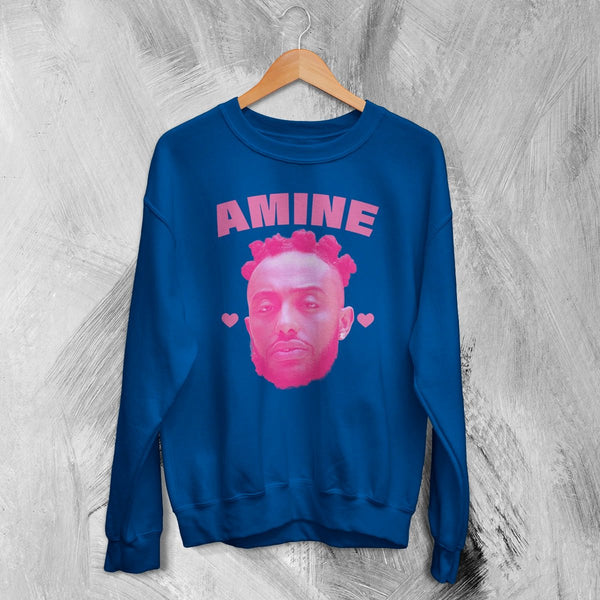 Retro Amine Sweatshirt Rapper Amine Shirt Vintage Aminé Hiphop Rap Music Crewneck - Royal Blue - WorldWideShirt