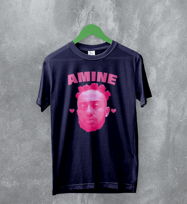 Retro Amine T-Shirt Rapper Amine Shirt Vintage Aminé Hiphop Rap Music Tee - Navy Blue - WorldWideShirt
