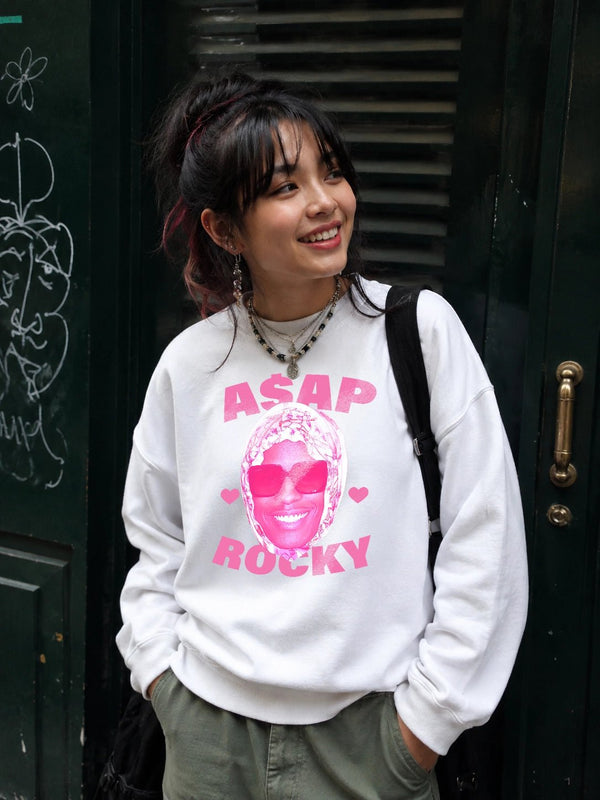 Retro Asap Rocky Sweatshirt Vintage Flacko ASAP Rocky Rap Shirt Hiphop Crewneck - White - WorldWideShirt