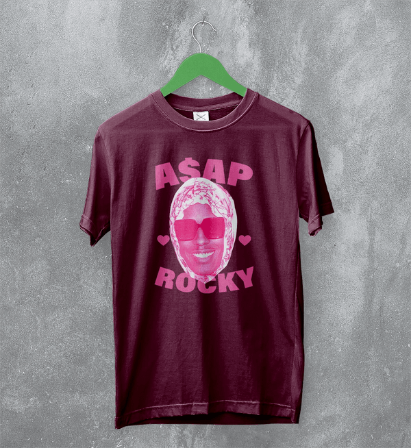 Retro Asap Rocky T-Shirt Vintage Flacko ASAP Rocky Rap Shirt Hiphop Tee - Red Maroon - WorldWideShirt