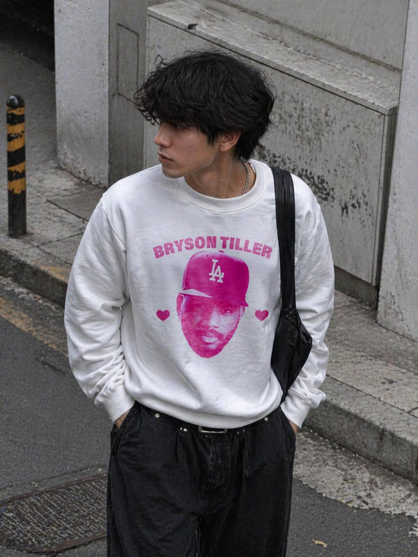 Retro Bryson Tiller Sweatshirt Rapper Bryson Tiller Shirt Vintage Rap Fans Crewneck - White - WorldWideShirt