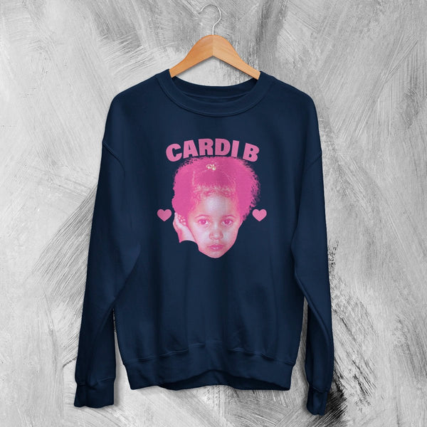 Retro Cardi B Sweatshirt Rap Cardi B Concert Shirt Music Rapper Crewneck - Navy Blue - WorldWideShirt