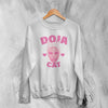 Retro Doja Cat Sweatshirt Rap Meme Face Doja Cat Shirt Pop Music Rapper Crewneck - White - WorldWideShirt
