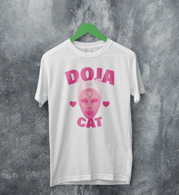 Retro Doja Cat T-Shirt Rap Meme Face Doja Cat Shirt Pop Music Rapper Tee - White - WorldWideShirt
