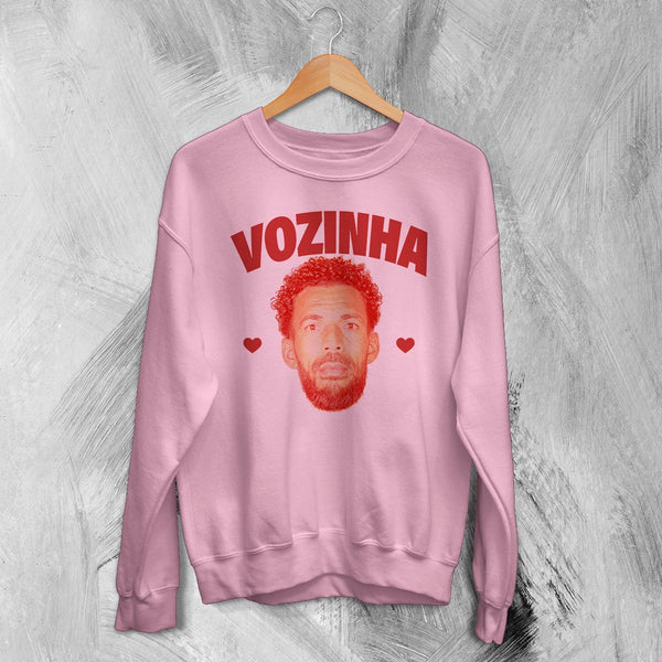 Retro Vozinha Sweatshirt, Vintage Vozinha Face Shirt, Goalkeeper Soccer Legend Crewneck - Light Pink - WorldWideShirt