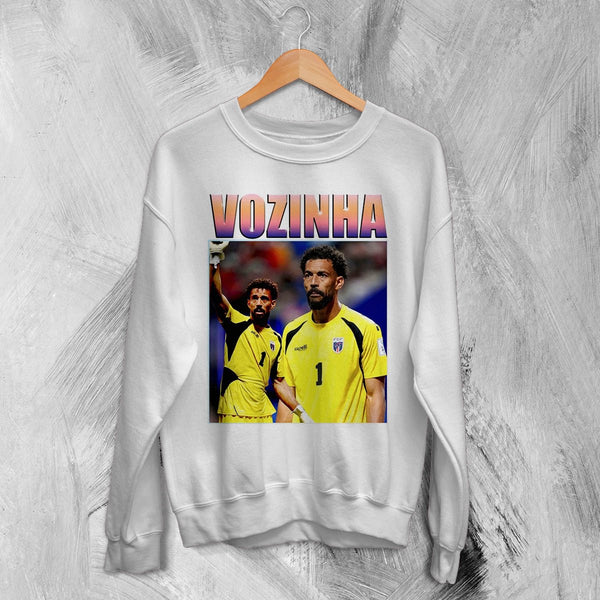 Retro Vozinha Sweatshirt, Vozinha Goalkeeper Shirt, Vintage Soccer Legend Crewneck - White - WorldWideShirt