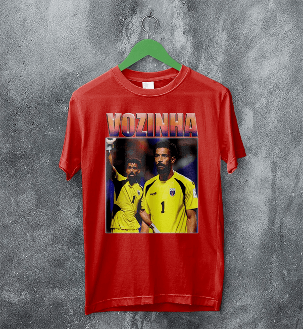 Retro Vozinha T-Shirt, Vozinha Goalkeeper Shirt, Vintage Soccer Legend Tee - Red - WorldWideShirt