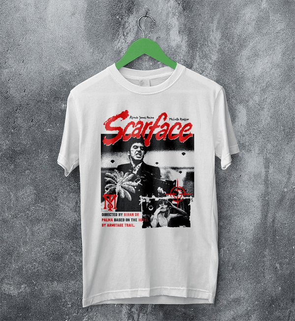 Scarface Crime T-Shirt Vintage Scarface Movie Shirt Brian De Palma Tee - White - WorldWideShirt