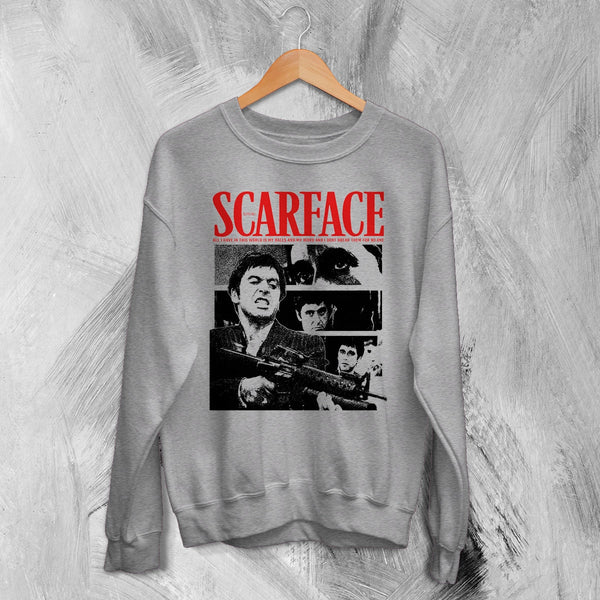 Scarface Tony Montana Sweatshirt Gangster Scarface Shirt Crime Movie Crewneck - Sport Grey - WorldWideShirt