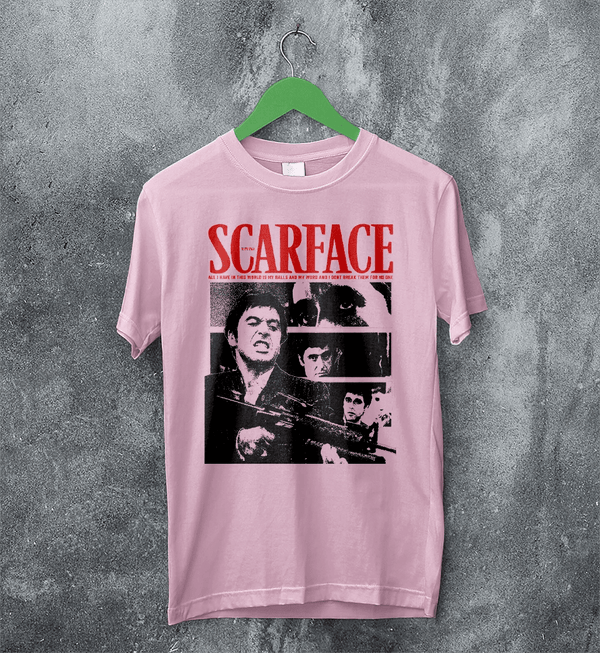 Scarface Tony Montana T-Shirt Gangster Scarface Shirt Crime Movie Tee - Light Pink - WorldWideShirt