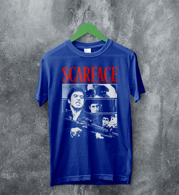 Scarface Tony Montana T-Shirt Gangster Scarface Shirt Crime Movie Tee - Royal Blue - WorldWideShirt