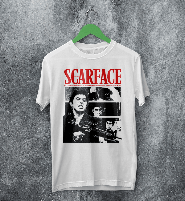 Scarface Tony Montana T-Shirt Gangster Scarface Shirt Crime Movie Tee - White - WorldWideShirt