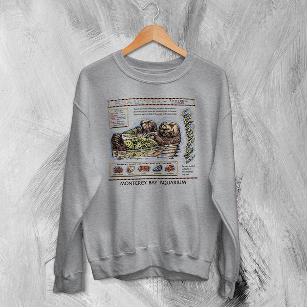 Sea Otter Sweatshirt Cute Otters Mammals Animal Shirt Vintage Pet in Aquarium Crewneck - Sport Grey - WorldWideShirt