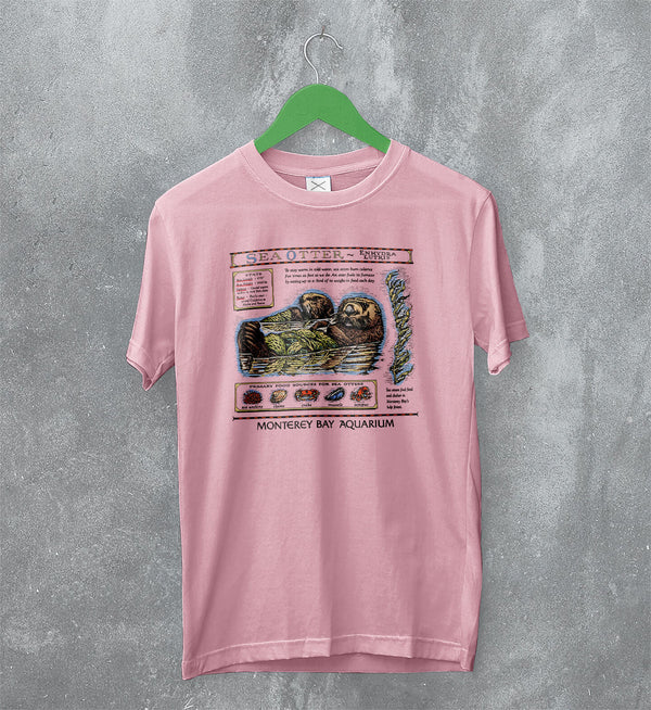 Sea Otter T-Shirt Cute Otters Mammals Animal Shirt Vintage Pet in Aquarium Tee - Light Pink - WorldWideShirt