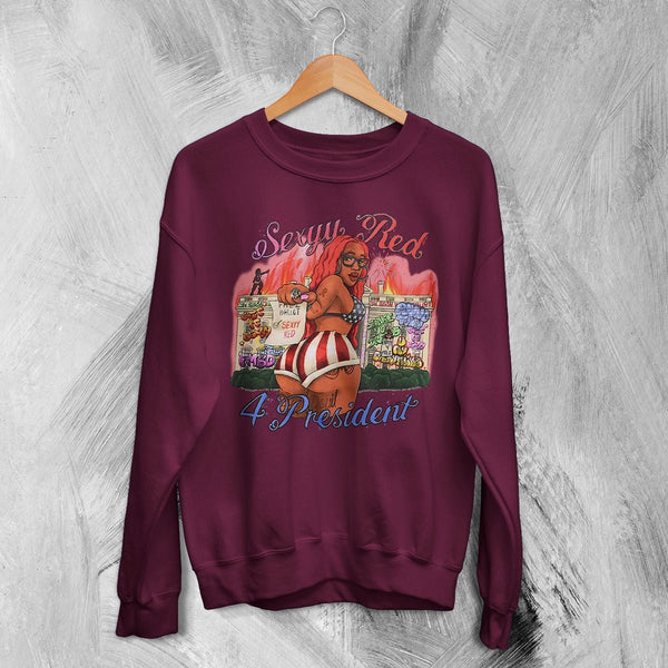 Sexyy Red Tour Sweatshirt In Sexyy We Trust Shirt Sexyy Red For President Crewneck - Red Maroon - WorldWideShirt