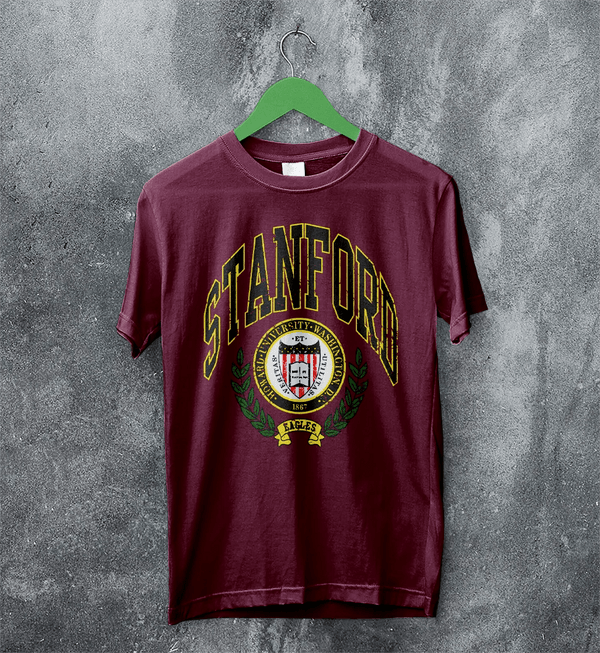 STANFORD University T-shirt National Universities Logo Shirt Stanford Merch - Red Maroon - WorldWideShirt