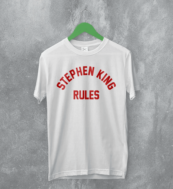Stephen King Rules T-Shirt Movie Stephen King Shirt Film Quote Tee - White - WorldWideShirt