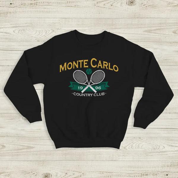 Tennis Sport Sweatshirt 1996 Monte Carlo Tennis Shirt County Club Merch - Black - WorldWideShirt