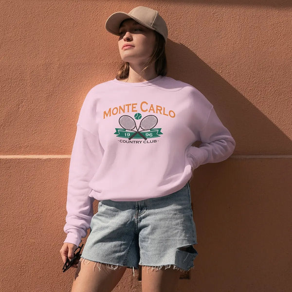 Tennis Sport Sweatshirt 1996 Monte Carlo Tennis Shirt County Club Merch - Light Pink - WorldWideShirt