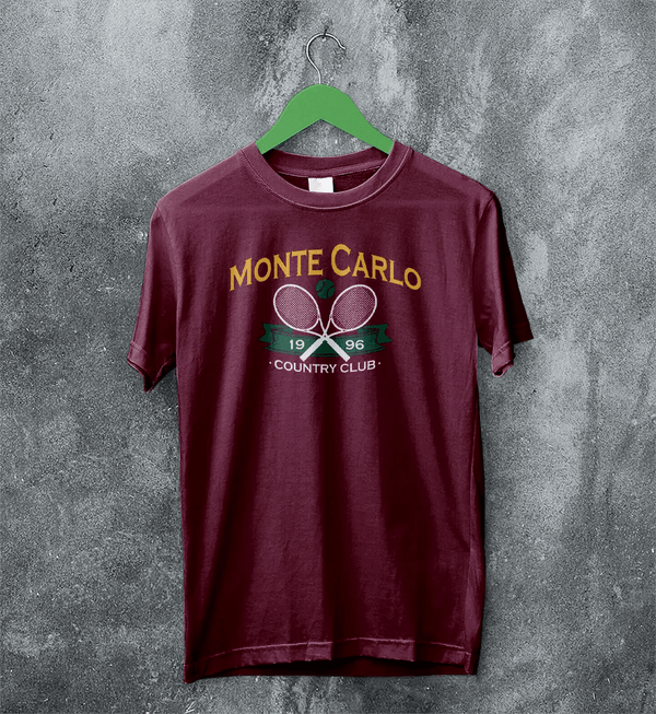 Tennis Sport T-shirt 1996 Monte Carlo Tennis Shirt County Club Merch - Red Maroon - WorldWideShirt