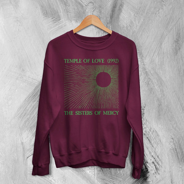 The Sisters of Mercy Sweatshirt Temple of Love Shirt 90s Sisters of Mercy Crewneck - Red Maroon - WorldWideShirt